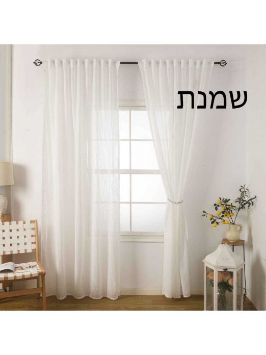 וילון השחלה דמוי פשתן חצי אטום לסלון בנדיקט | צבעים ומידות