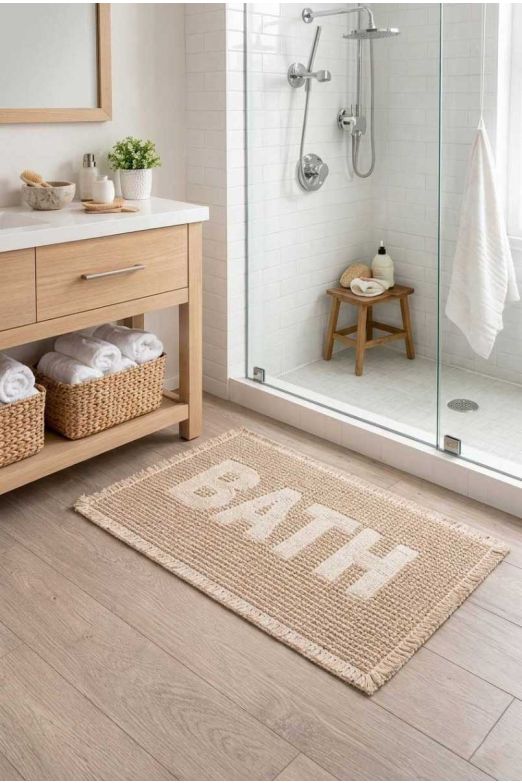 שטיח אמבטיה מודרני כיתוב BATH דגם רוברטה | מידות וצבעים