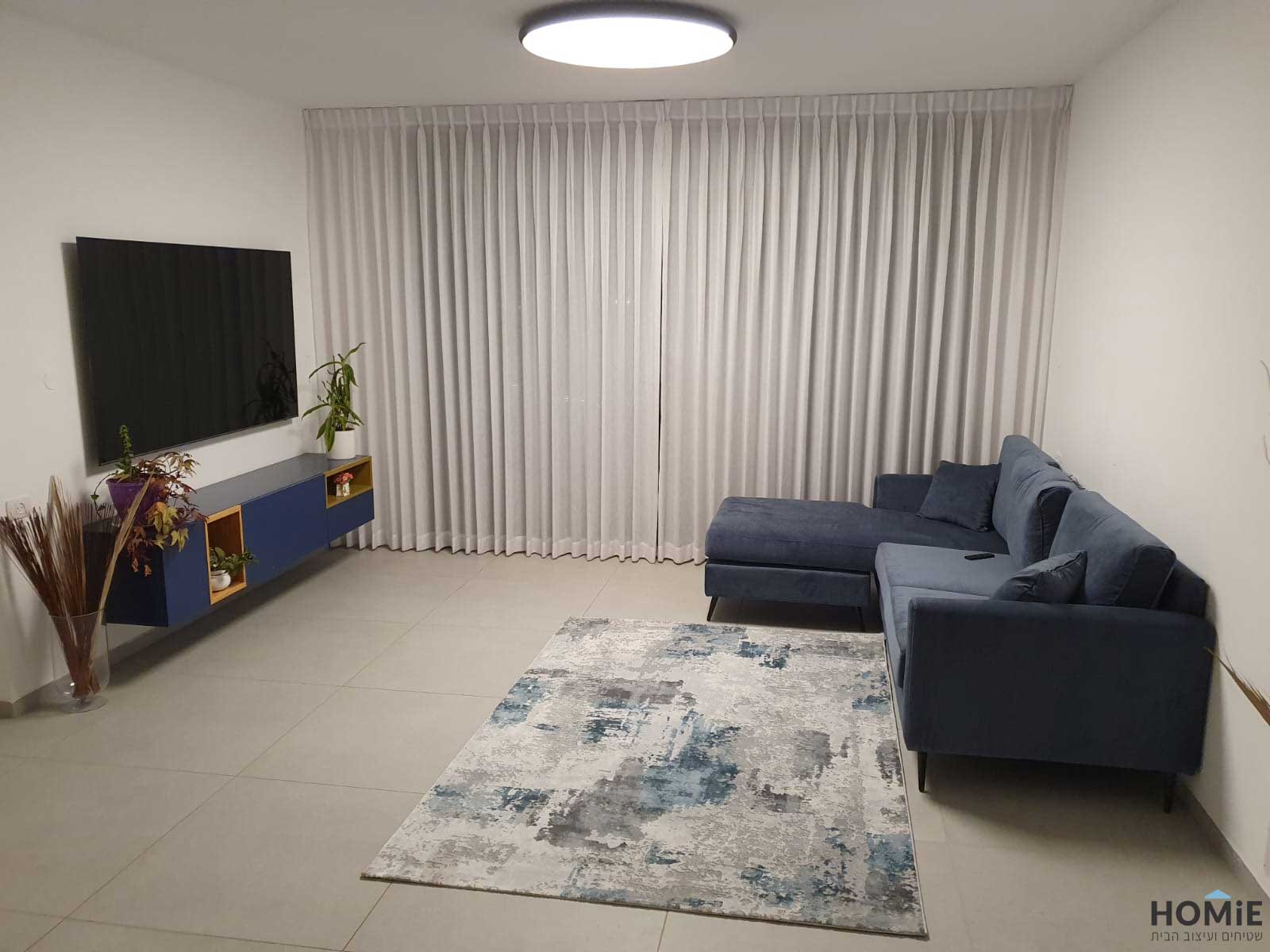 שטיח לסלון מודרני אבסטרקטי אפור כחול תכלת