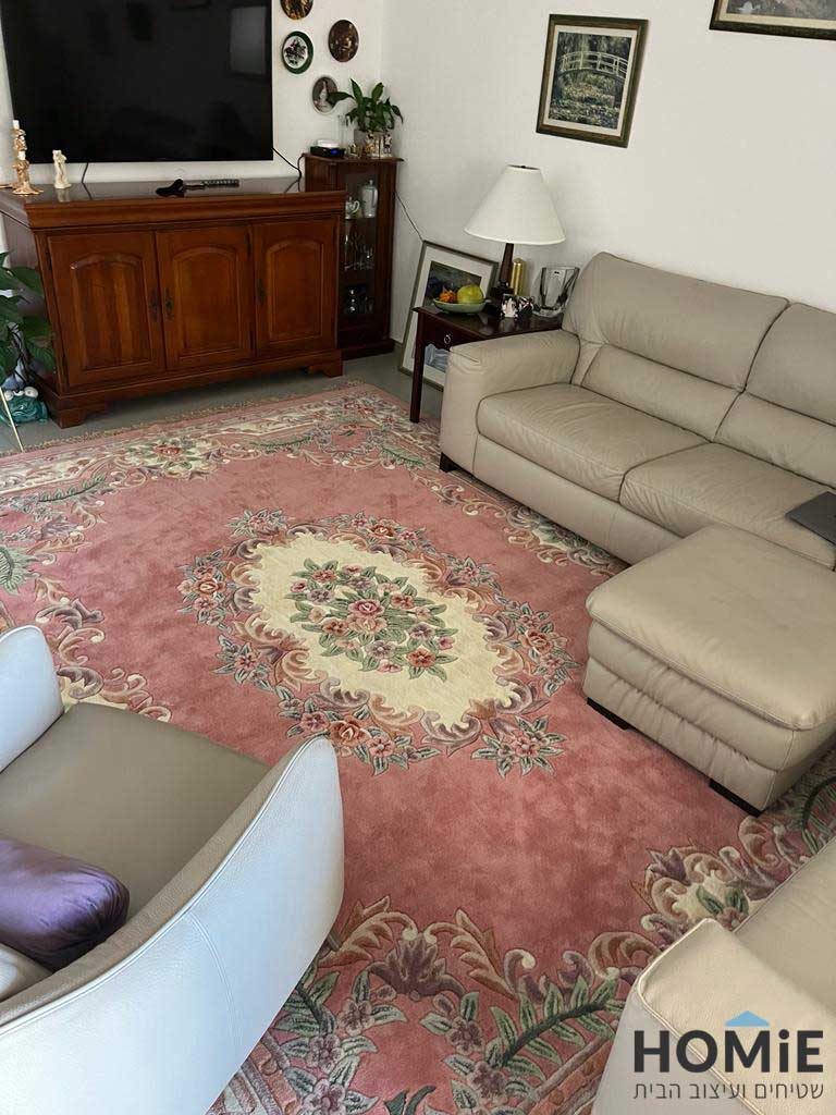שטיח סיני צמר עבודת יד ורוד לסלון ושאר הבית